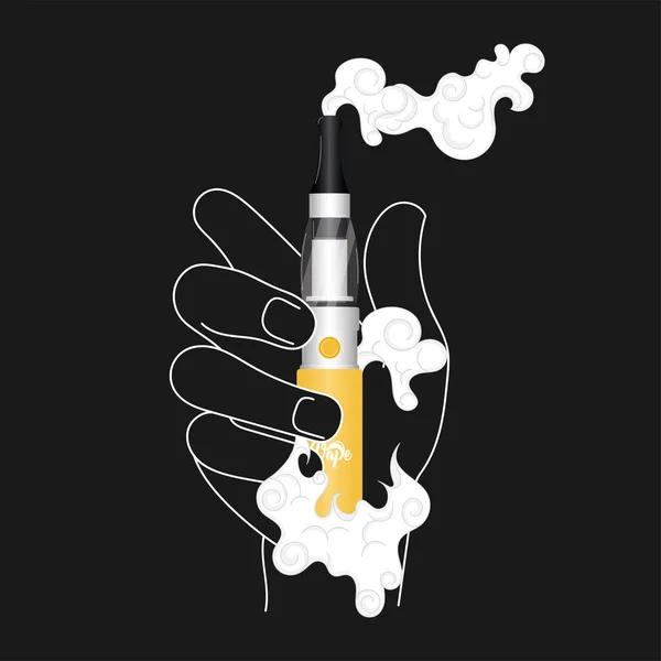 Hand Håller Gul Elektronisk Cigarett Ikon Vektor Illustration — Stock vektor