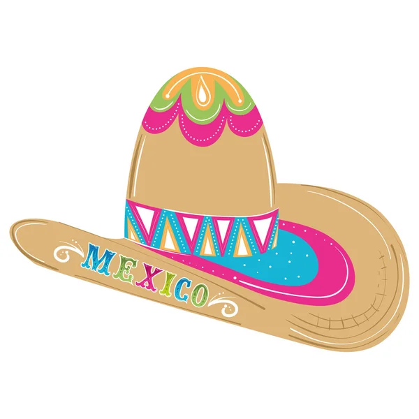 Icono Boceto Sombrero Mexicano Tradicional Aislado Ilustración Vectorial — Vector de stock