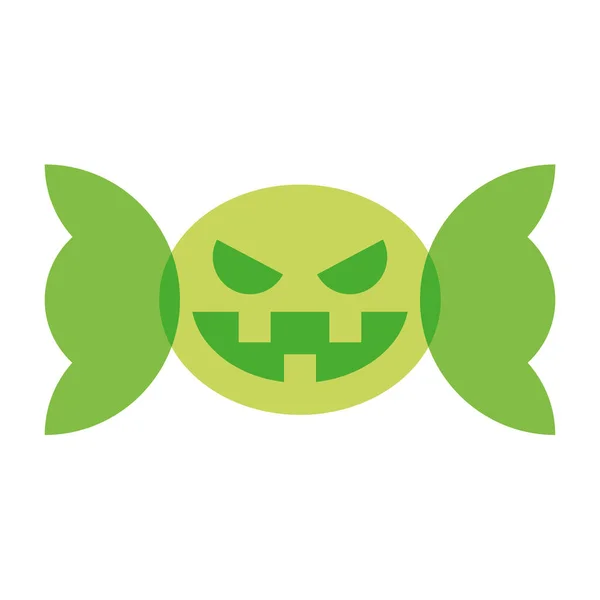 Изолированный Зеленый Хэллоуин Конфеты Чистая Плоская Иконка Векторная Иллюстрация — стоковый вектор