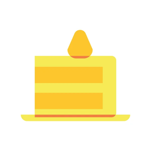 Изолированный Желтый Кусок Торта Конфеты Чистая Плоская Иконка Векторная Иллюстрация — стоковый вектор