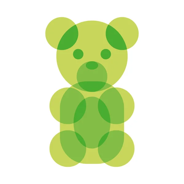 Izolovaný Zelený Gumový Medvídek Bonbón Plochý Ikona Vektor Ilustrace — Stockový vektor