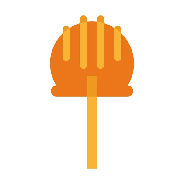 Isolated Orange Chocolate Lollipop Candy Sheer Flat Icon Vector Illustration — Stock Vector