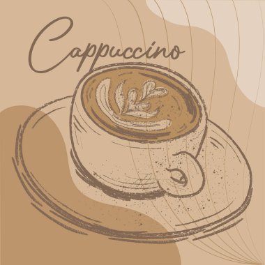 Bir capuccino kupa Vektör çizimi