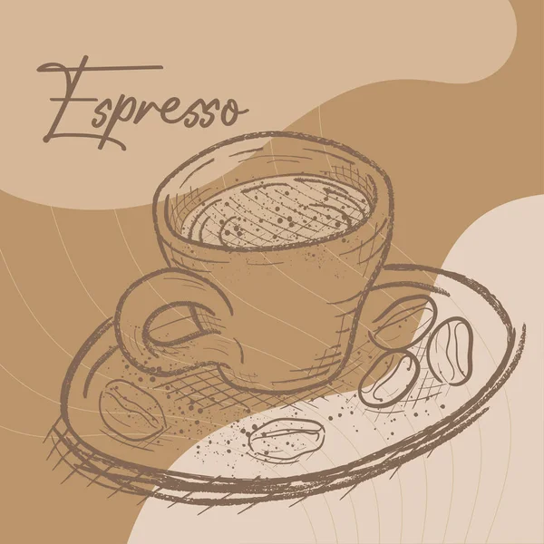 Bosquejo Café Expreso Ilustración Vectorial — Vector de stock