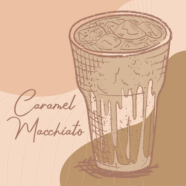 Schizzo Caffè Macchiato Caramello Illustrazione Vettoriale — Vettoriale Stock