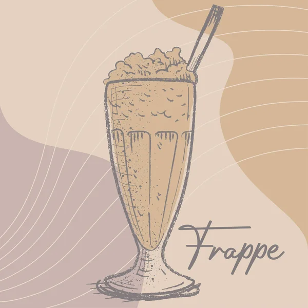 Vázlat Egy Frappe Kávé Vektor Illusztráció — Stock Vector