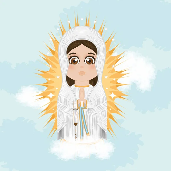 Μεμονωμένη Χαριτωμένο Παρθένο Χαρακτήρα Mary Διάνυσμα Εικονογράφηση — Διανυσματικό Αρχείο