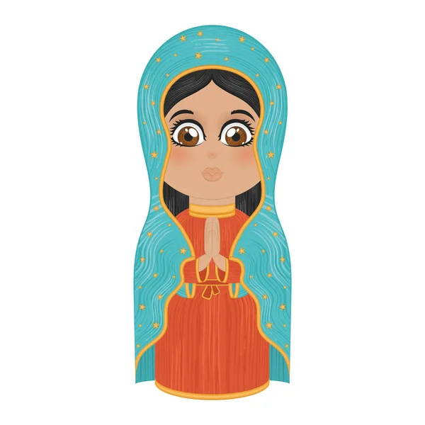 Μεμονωμένη Χαριτωμένο Παρθένο Χαρακτήρα Mary Διάνυσμα Εικονογράφηση — Διανυσματικό Αρχείο