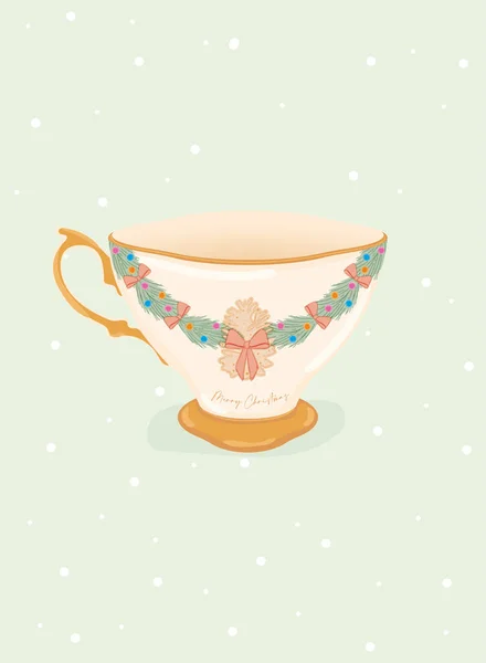 Isolated Detailed Empty Christmas Tea Cup Vector Illustration — Stock Vector