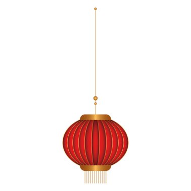 İzole edilmiş renkli geleneksel Asya lambası Vektör illüstrasyonuName