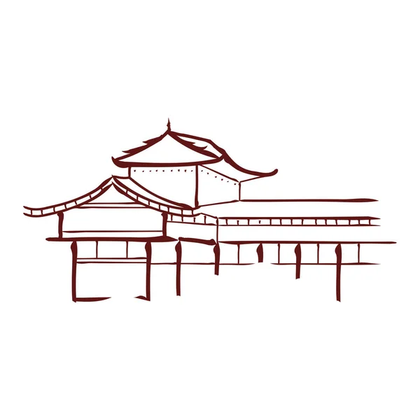 Desenho Isolado Templo Asiático Ilustração Vetorial — Vetor de Stock