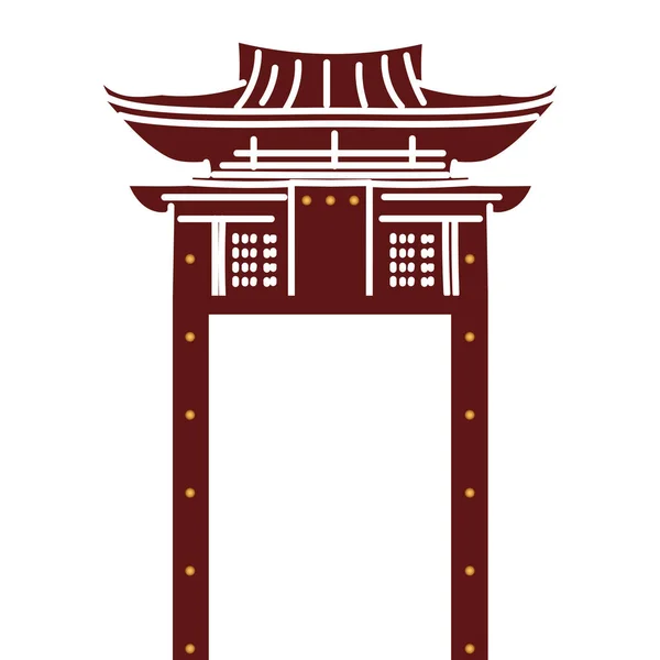 Silueta Aislada Templo Asiático Vector Ilustración — Vector de stock