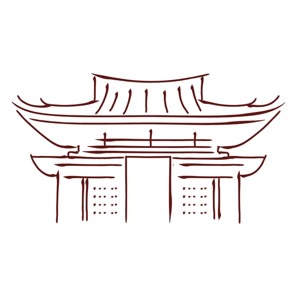 Esbozo Aislado Templo Asiático Vector Ilustración — Vector de stock