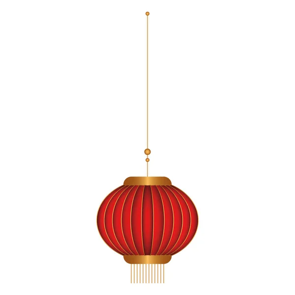 Lampe Asiatique Traditionnelle Isolée Couleur Illustration Vectorielle — Image vectorielle
