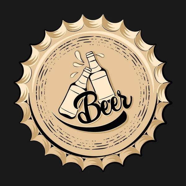 Bouteilles Bière Vintage Avec Affiche Mousse Illustration Vectorielle — Image vectorielle