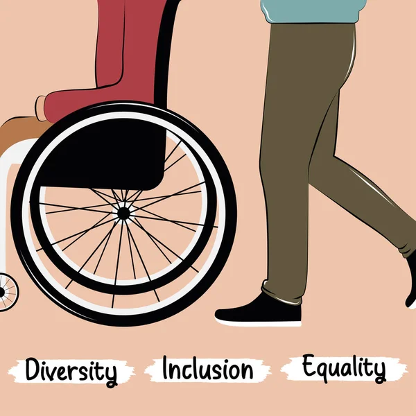 車椅子で別の人を運ぶ多様性の概念ベクトル図 — ストックベクタ
