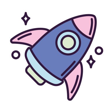 İzole edilmiş şirin roket oyuncağı ikonu Vektör illüstrasyonu