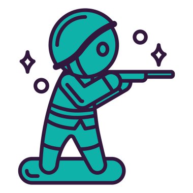 İzole edilmiş sevimli plastik asker oyuncak ikonu Vektör illüstrasyonu