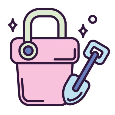 İzole edilmiş şirin kum kovası oyuncak ikonu Vektör illüstrasyonu