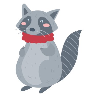 İzole edilmiş şirin rakun çizimi karalama vektörü çizimi