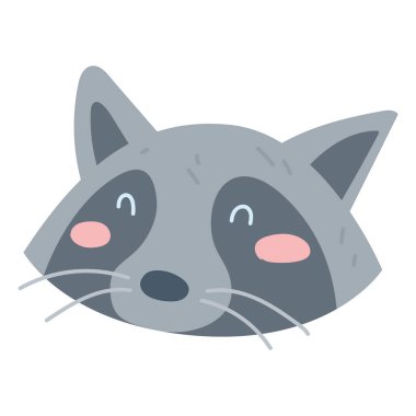 İzole edilmiş şirin rakun avatar çizimi karalama vektörü illüstrasyonu