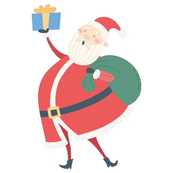 Geïsoleerde Santa Claus Cartoon Kawaii Vector Illustratie — Stockvector