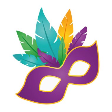 Isolated carnival mask with colored feathers Vector illustration