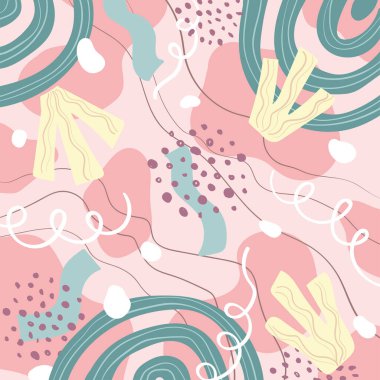 Neutral color background with leaves sketches Vector illustration