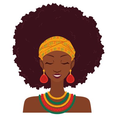 Isolated cute afro american girl character avatar Vector illustration