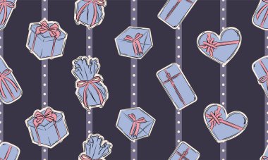 Seamless pattern background with present icons Vector illustration
