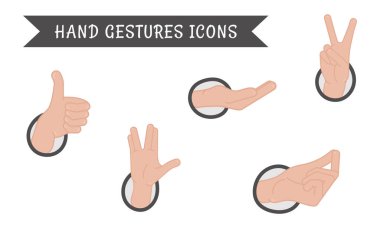 Set of different hand gesture icons Vector illustration