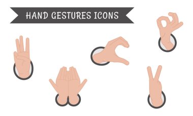 Set of different hand gesture icons Vector illustration