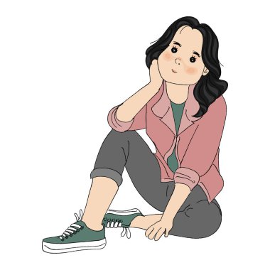 Isolated colored cute girl character Vector illustration
