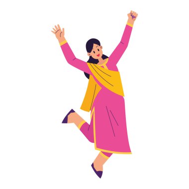 Isolated cute girl traditional hindu character Vector illustration