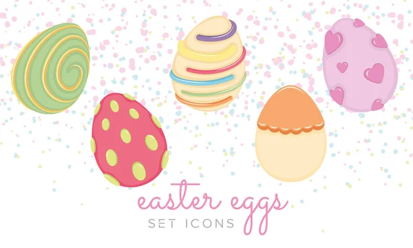 Traditional Colored Easter Eggs Icons Set Vector Illustration — Stock Vector