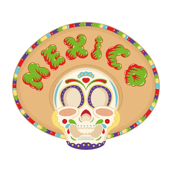 Isoalté Traditionnel Mexicain Crâne Dessin Animé Vectoriel Illustration — Image vectorielle