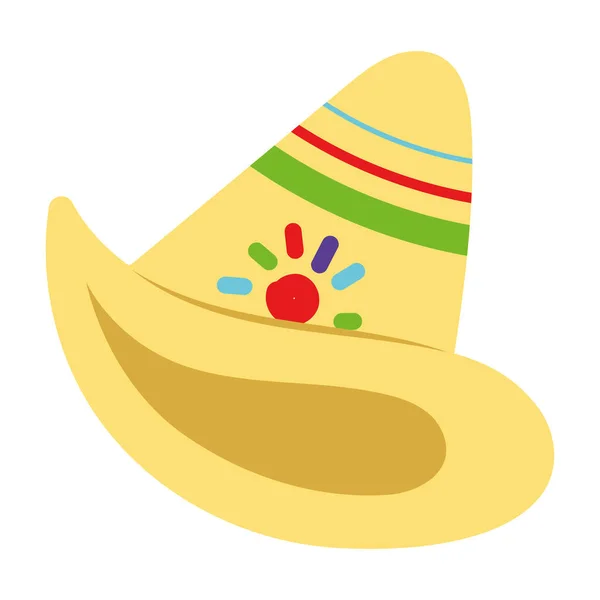 Μεμονωμένη Παραδοσιακή Μεξικανική Καπέλο Εικονίδιο Επίπεδη Σχεδίαση Διάνυσμα Εικονογράφηση — Διανυσματικό Αρχείο