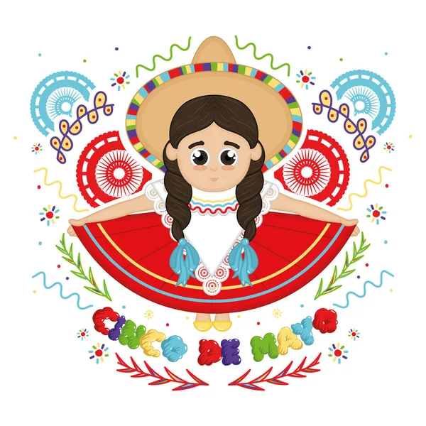Caricatura Tradicional Mexicana Aislada Cinco Mayo Ilustración Vectorial — Vector de stock