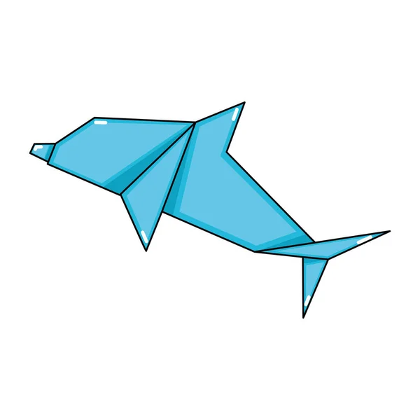 Origami Isolado Golfinho Papel Abstrato Animal Ilustração Vetorial — Vetor de Stock