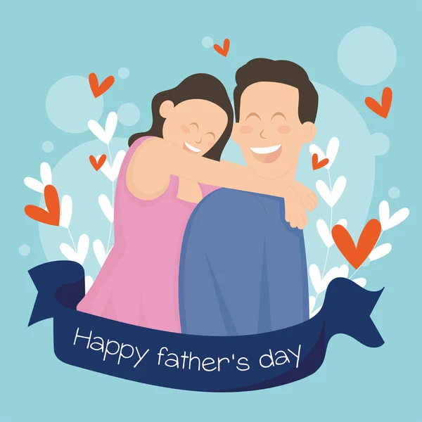 Χαριτωμένος Χαρακτήρας Πατέρα Που Αγκαλιάζεται Από Την Κόρη Του Ευτυχισμένη — Διανυσματικό Αρχείο