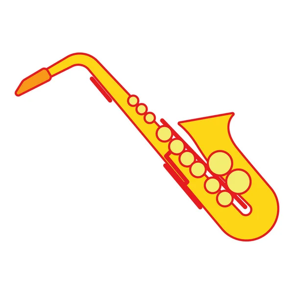Izolované Barevné Saxofonové Hudební Nástroje Ikona Vektorové Ilustrace — Stockový vektor