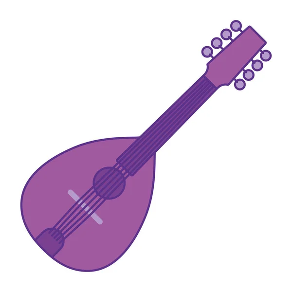 Isolado Colorido Guitarra Portuguesa Instrumento Musical Ícone Ilustração Vetorial — Vetor de Stock