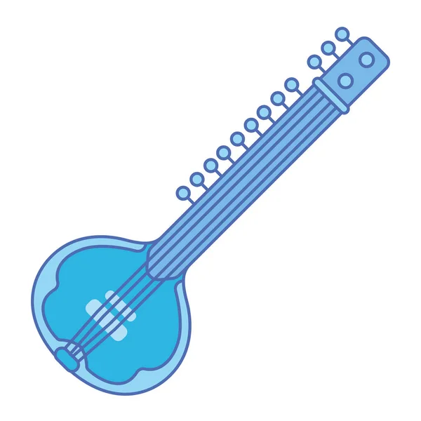 Isolado Colorido Guitarra Madeira Instrumento Musical Ícone Vector Ilustração — Vetor de Stock