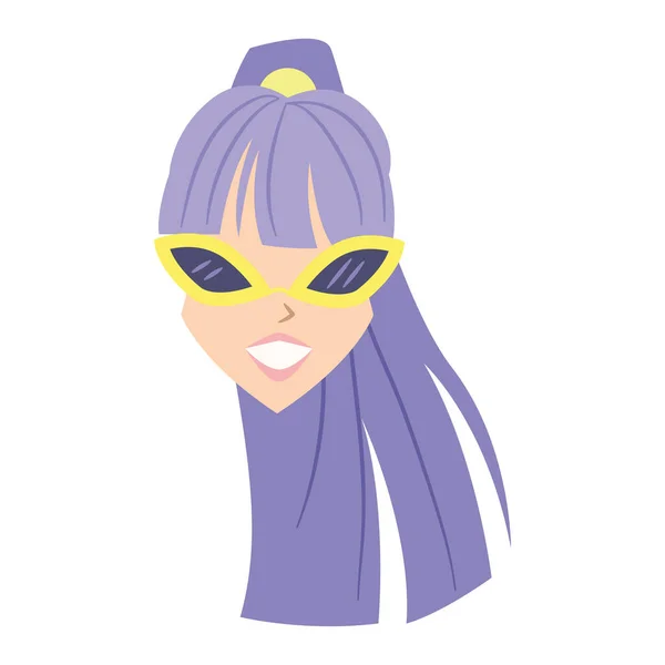 Isolated Cute Female Character Avatar Sunglasses Vector Illustration — Stock Vector