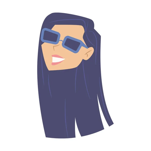 Isolated Cute Female Character Avatar Sunglasses Vector Illustration — Stock Vector