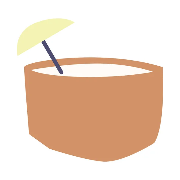 孤立的彩色夏椰子鸡尾酒图标矢量插图 — 图库矢量图片