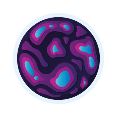 İzole edilmiş renkli bilim kurgu gezegeni simgesi Vektör illüstrasyonu