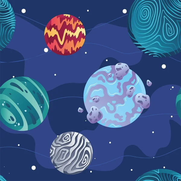 Σύνολο Έγχρωμων Sci Πλανητών Ένα Σύμπαν Φόντο Διανυσματική Απεικόνιση — Διανυσματικό Αρχείο