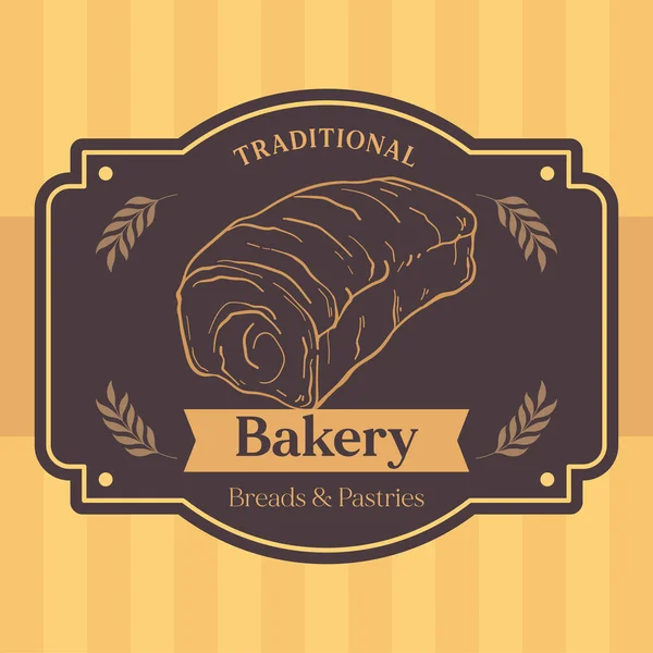 Isolated Retro High Quality Premium Bakery Badge Bread Sketch Vector — Stock Vector