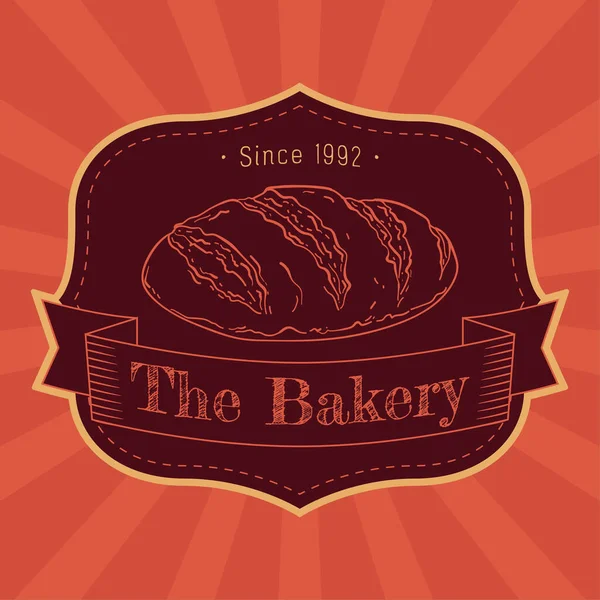 带有面包素描矢量图解的孤立复古高品质优质面包店徽章 — 图库矢量图片